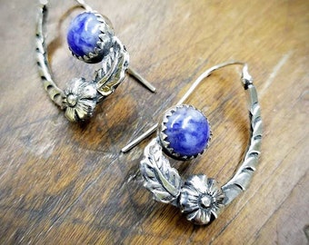 Blue Sodalite Half-hoop Earrings