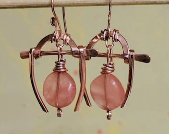 Rosy Glow Earrings, cherry quartz