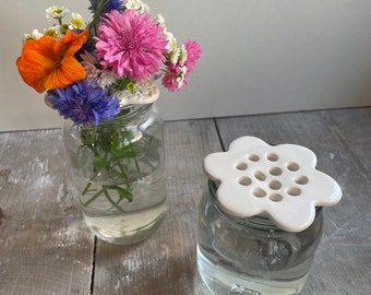 Handmade Ceramic white flower frog for flower arranging.