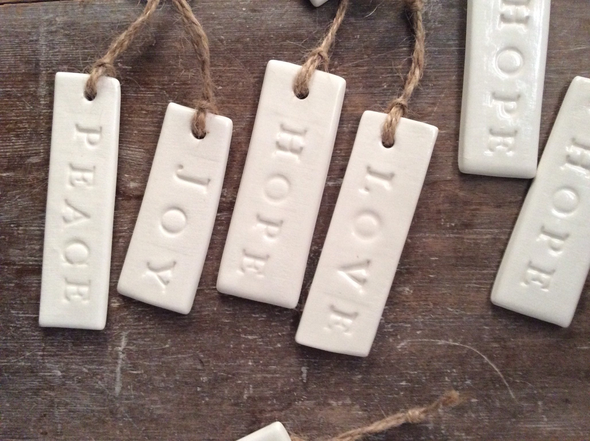 Handmade Ceramic white gift tags. Christmas name gift tags Etsy