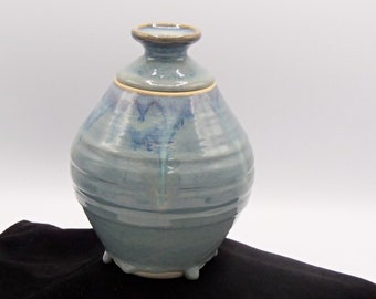 Blue Glazed Lidded Vessel  #4641