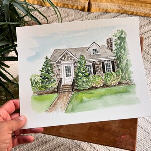 Custom Watercolor House Portrait Hand Painted Original Home Watercolor Painting Artwork Housewarming Gift Realtor Painting Illustration