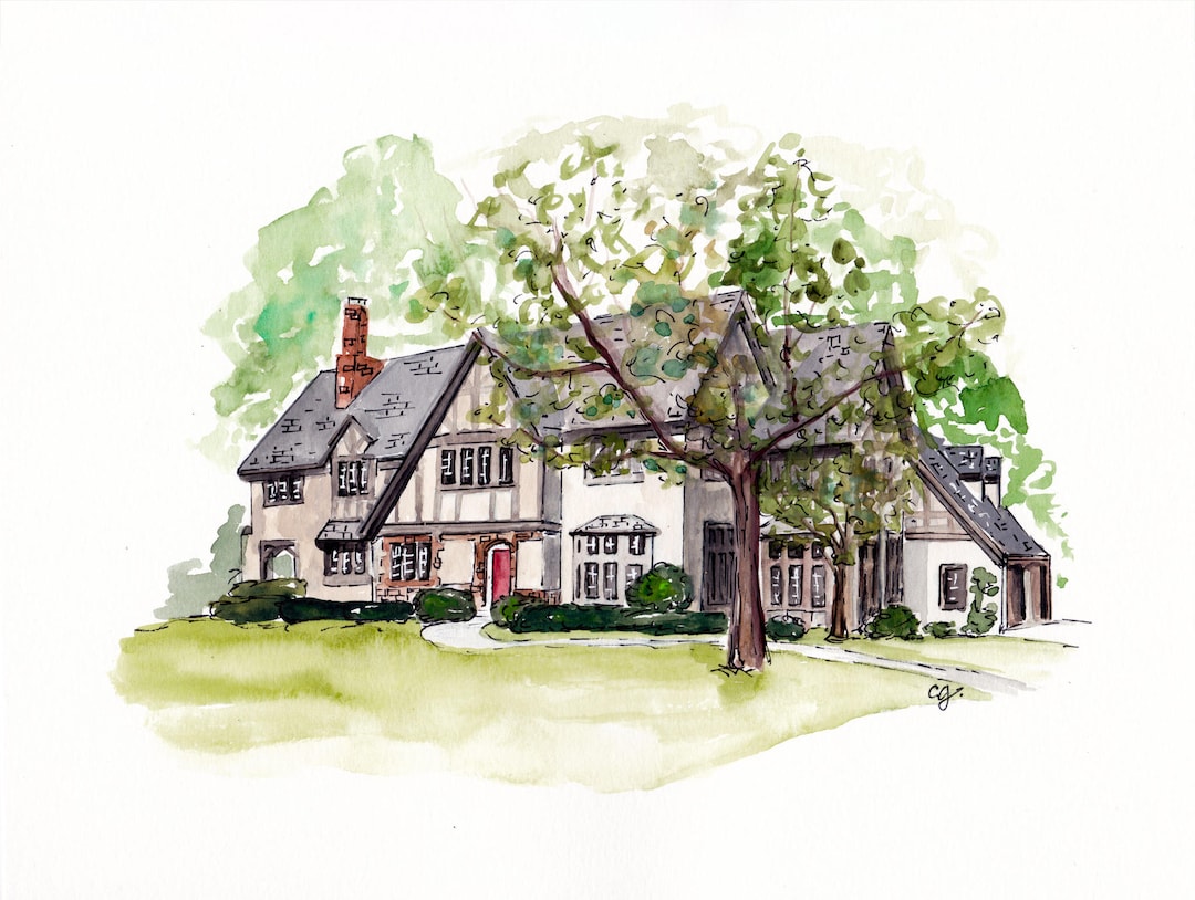 Custom Watercolor House Portrait Hand Painted Original Home Watercolor ...