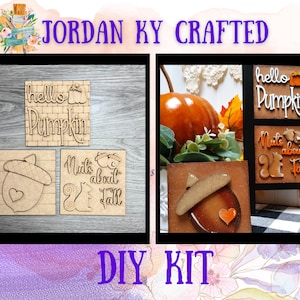 Nuts About Fall DIY Ladder Tiles, Hello Pumpkin Tile, DIY Ladder Tile, Pumpkin Ladder Tile, DIY Fall Craft, Fall Painting kit, Pumpkin Craft