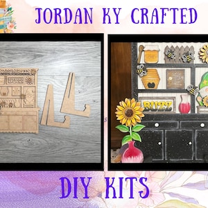 Bee Sunflower DIY Hutch, Farmhouse Shelf Insert, Farmhouse Add-On, Easy Craft Kit, Easy Paint Kit