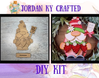 Strawberry Gnome, Berry Gnome, Daisy Gnome, Summer Gnome Kit, DIY Gnome Craft, Strawberry Gnome Kit, Gnome Shelf Sitter, DIY Gnome Kit,