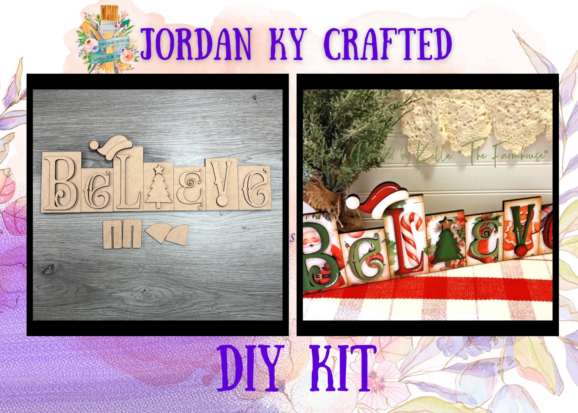 Rectangke Set Fustella Natalizia + Timbro In Gomma - Parole Noel, Peace, Believe - Per Scrapbooking E Biglietti Auguri - 3
