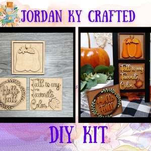 Fall Colors DIY Ladder Tiles, Hello Fall Tile, DIY Ladder Tile, Pumpkin Ladder Tile, DIY Fall Craft, Fall Painting kit, Pumpkin Craft