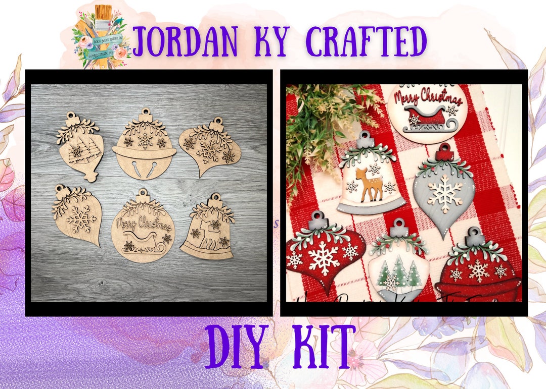 Mistletoe DIY Ornaments, Christmas DIY Ornament Set, DIY Vintage