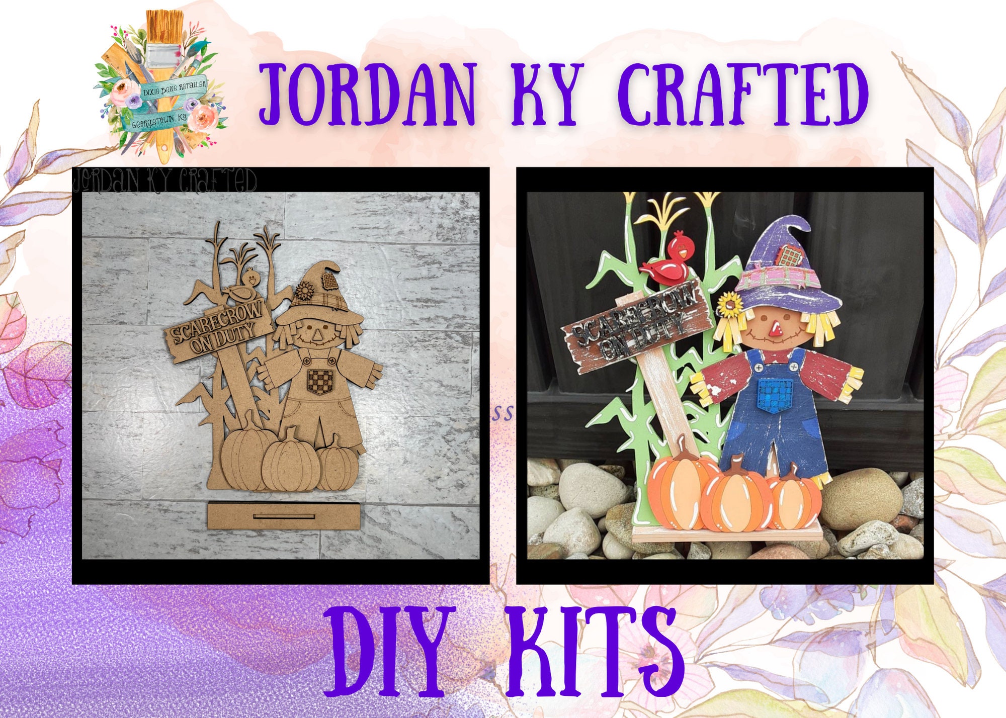 Scarecrow on Duty DIY Shelf Sitter, Scarecrow Craft Project, Scarecrow Fall Display Kit, Scarecrow Painting Craft, Autumn Craft, Fall Gift