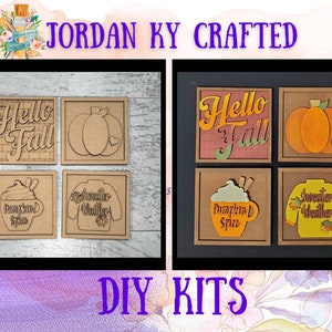 Hello Fall Ladder DIY Tiles, Pumpkin DIY Tiles, Interchangeables Tiles, Fall Painting Craft, Sweater Weather DIY Decor, Pumpkin Latte Craft