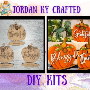 Fall Thankful Pumpkin Set, DIY Blessed Pumpkin Kit, Autumn Pumpkin Craft, Fall Craft, Fall Painting kit, Pumpkin Mantle Set, GTB Series