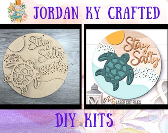Stay Salty Turtle DIY Door Hanger, Welcome Door Hanger, Ocean Door Hanger, Easy Painting Kit, Sea Turtle Craft Kit, Beach Craft Kit,
