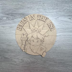 Highland Cow July 4th DIY Door Hanger, Barn in the USA,