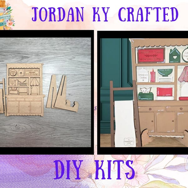Hutch Grandma DIY Kit, Farmhouse Shelf Insert, Farmhouse Add-On, Easy Craft Kit, Easy Paint Kit, Grandmother Hutch