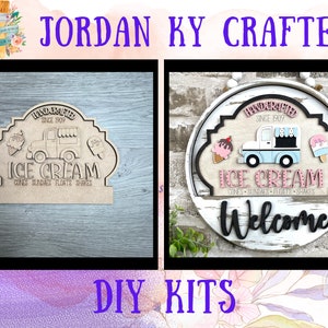 FMHS Ice Cream DIY Insert, Farmhouse Hanging Sign, Summer Sign, Welcome Sign, Easy Painting Craft, Unique Beach Gift,