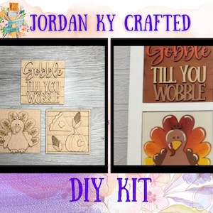 Turkey DIY Ladder Tiles, Thanksgiving DIY Inserts, Interchangeable Tiles, Turkey Insert, Gobble till you Wobble Craft, Turkey Craft,