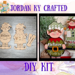 Elf DIY Shelf Sitters, Sophie and Jasper DIY Shelf Sitter Set, Santa's Elves DIY Shelf Sitters, Elf Craft Set, Christmas Craft Set