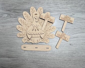 Turkey Pie DIY Shelf Sitter, Thanksgiving Craft, Thanksgiving DIY Decor, Thanksgiving Paint Kit,
