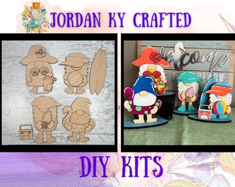 Summer Beach Gnomes, DIY Gnome Kits, Swimming Gnome, Beach Gnome, DIY Picnic Gnome, Gnome Craft Kit, Gnome Painting Kit, Gnome DIY Craft