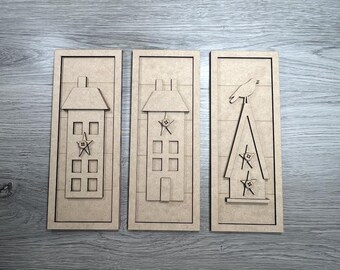 Vertical Shiplap Trio Signs Primitive Houses DIY Craft, Salt Box Houses