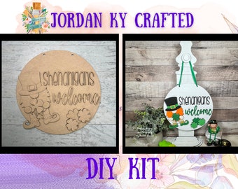Shenanigans Welcome Door Hanger, St. Patrick's Day Door Hanger, Gnome Leprechaun Door Hanger, Irish Leprechaun Door Hanger