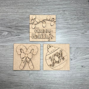 Happy Holiday DIY Ladder Tiles, Christmas Ladder Tiles, Joy Tiles, Interchangeable Ladder Tile, Christmas Craft, Candy Cane Insert