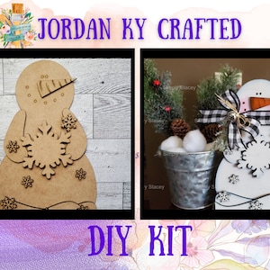 Winter Snowman DIY Shelf Sitter, Snowman Kit, Snowman Craft, Snowflake Snowman, Winter DIY Craft,