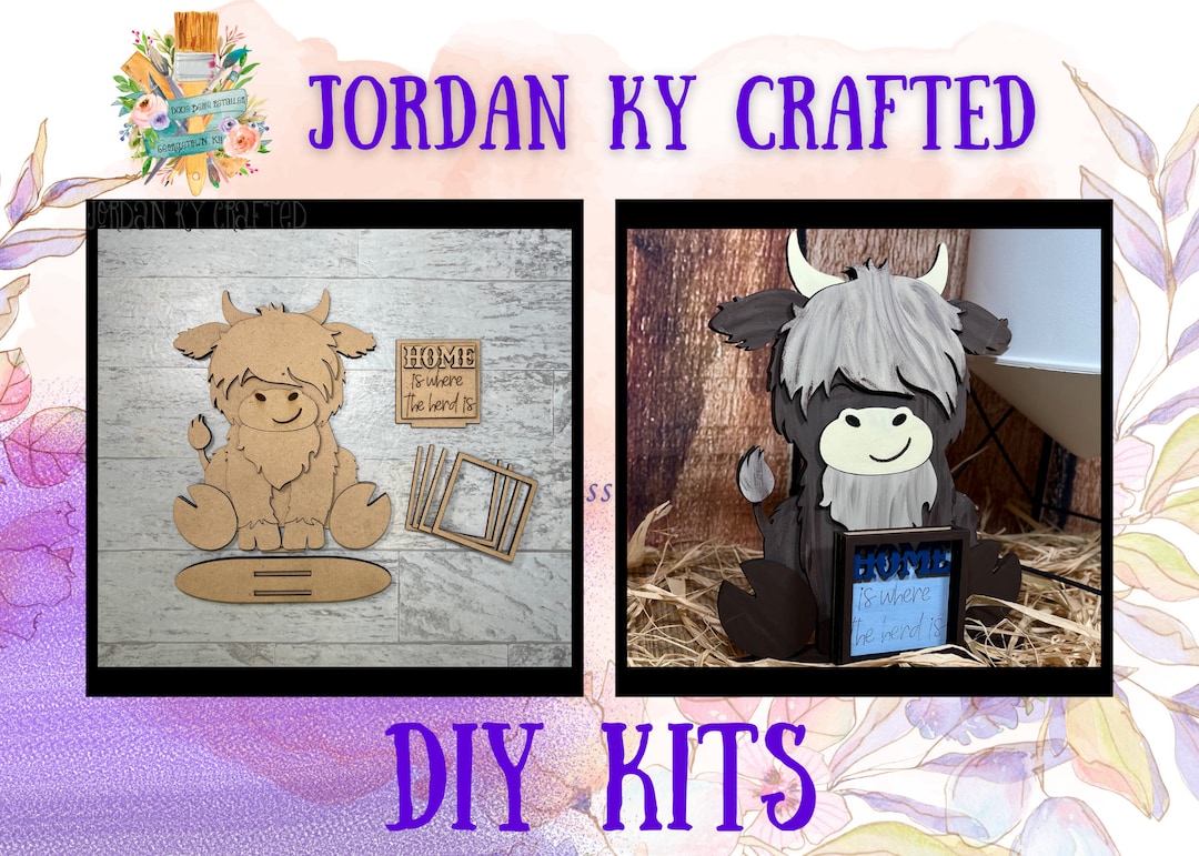 Standing Highland Cow Mini Tile Highland Cow Holder Diy Highland Cow