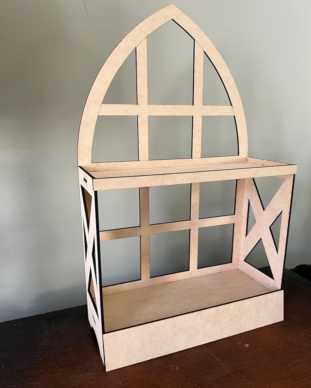 Cathedral Window Display Shelf Arched Display Two Tier Etsy