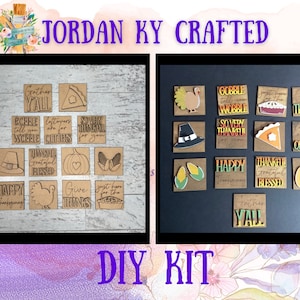 Mini Thanksgiving Tiles, Turkey Inserts, Leaning Ladder Mini Tile, Thankful Craft Kit, Fall DIY Tiles, November Paint Kit, DIY Mini Harvest