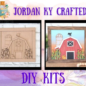 Fall DIY Barn Sign, Pumpkins Barn Sign, Farm Scenes, Summer Farm Scene, Barn Seasons, Four Farm Seasons Craft, Easy Barn Painting Craft