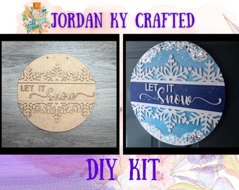 Let It Snow Door Hanger, Winter Door Hanger, DIY Door Hanger, Snowflake Door Hanger