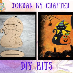 Moon Witch Cat & Pumpkin DIY Shelf Sitter,