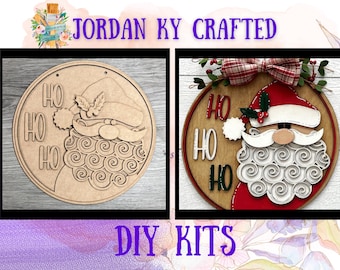 Ho Ho Ho Santa Door Hanger, Santa Door Hanger, Christmas Door Hanger, Christmas Display Kit, DIY Christmas Craft kit, DIY Santa Painting Kit