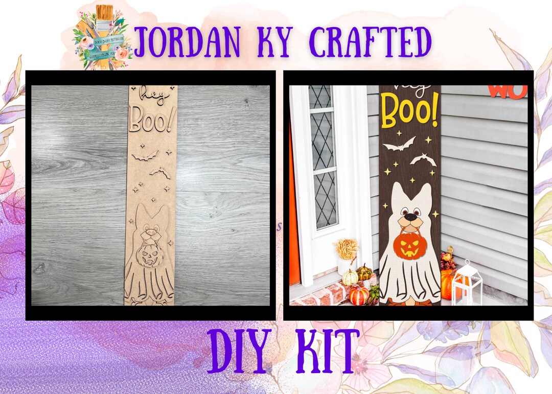 Hey Boo Dog DIY Porch Leaner, Halloween Porch Leaner, Dog Mini Leaner
