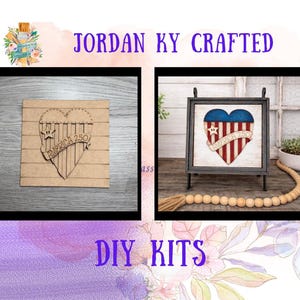 6" Tile Multi Layer Square July 4th USA Heart DIY Insert