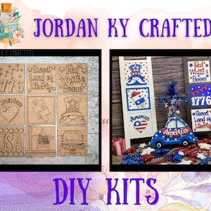 Sweet Land of Liberty Tiles, July 4th Ladder Tiles, Interchangeable Tiles, DIY USA Inserts, Gnome Paint Kit, DIY July 4 Craft, Independence