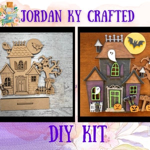 Eerie Haunted House Shelf Sitter, Haunted House Craft, DIY Haunted House, Easy Haunted House Kit, 3D Haunted House, DIY Gothic House