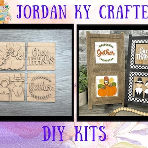 Pilgrim Give Thanks DIY Ladder Tile, Thanksgiving DIY Insert, Interchangeable Tile, Pumpkin Pie Tile, Pumpkin Craft, Thanksgiving DIY Tile