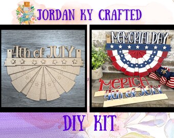 American Bunting Flag DIY Door Hanger, July Door Hanger, Independence Day Craft, Patriotic Door Hanger, DIY USA Craft, Memorial Day