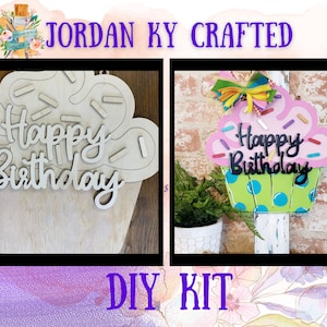 Happy Birthday Cupcake DIY Door Hanger, Happy Birthday Display, Cupcake Display, Cupcake Door Hanger