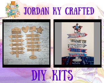 Puede incluir: Un conjunto de dos kits de manualidades DIY con letreros de madera con temas patrióticos. El primer kit incluye letreros con frases como "Celebración del 4 de julio", "Fuegos artificiales", "Desfile", "Barbacoa", "Camiones de comida" y "Música en vivo". El segundo kit incluye letreros con frases como "Camino de la Libertad", "Autopista 176", "Corte Centelleante", "Camino Patriótico" y "Avenida de la Libertad".