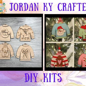 Christmas Sweater DIY Ornaments, Ugly Sweater Ornament, Christmas DIY Ornament Set, DIY Ugly Sweater Craft, Christmas Gift card