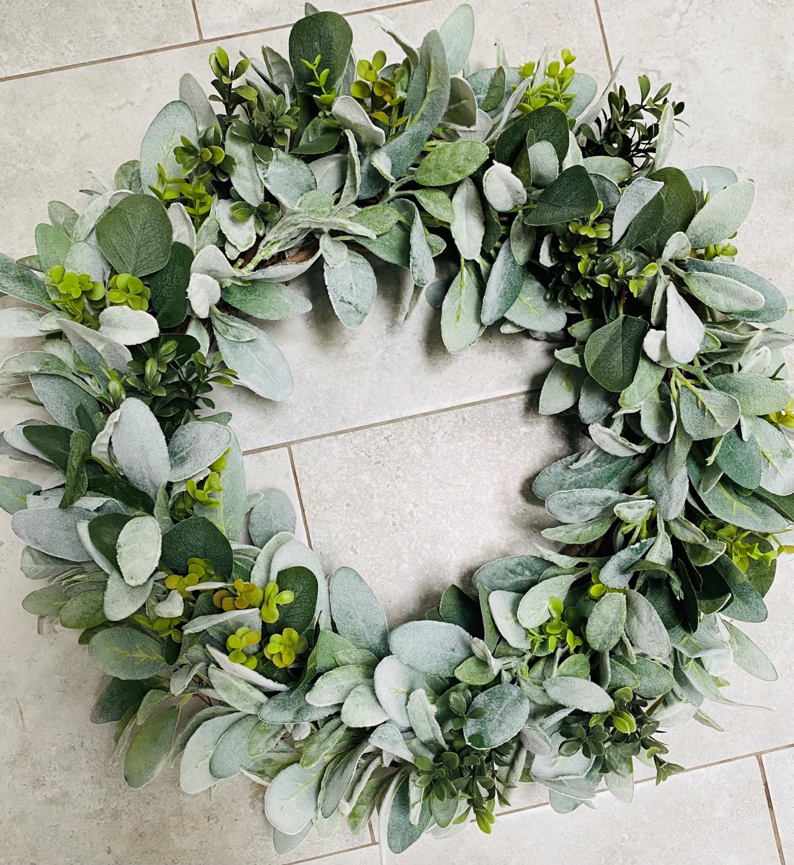 Year Round Lambs Ear Eucalyptus Boxwood Wreath Farmhouse Etsy