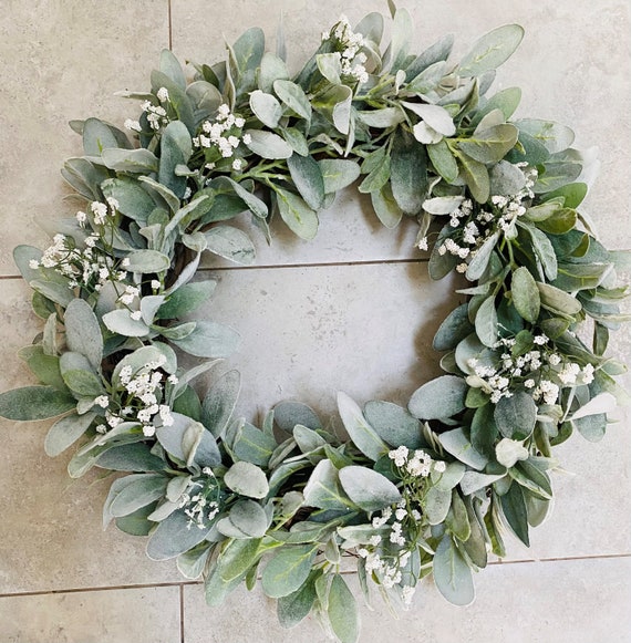 Year Round Wreath, Lambs Ear Wreath, Spring Wreath for Front Door, Year  Round Greenery Wreath, All Season Fireplace Wreath, Large Wreath 