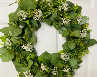 Eucalyptus Wreath for front Door, Seeded Eucalyptus, All Year Round Wreath, Farmhouse Wreath, Greenery Wreath, Front Door Wreath