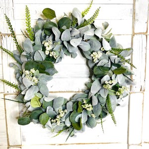 Lambs Ear & Eucalyptus Wreath: Farmhouse Cottage Decor