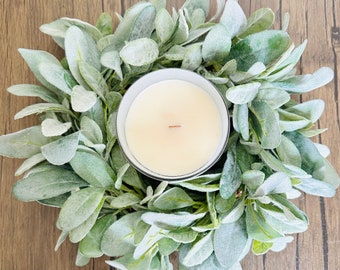 Mini Lambs Ear Wreath: Artificial Greenery, Indoor Window Decor