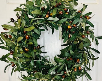 Olive Branch Wreath, All Season Wreath, Modern Farmhouse, Summer Olive Wreath,